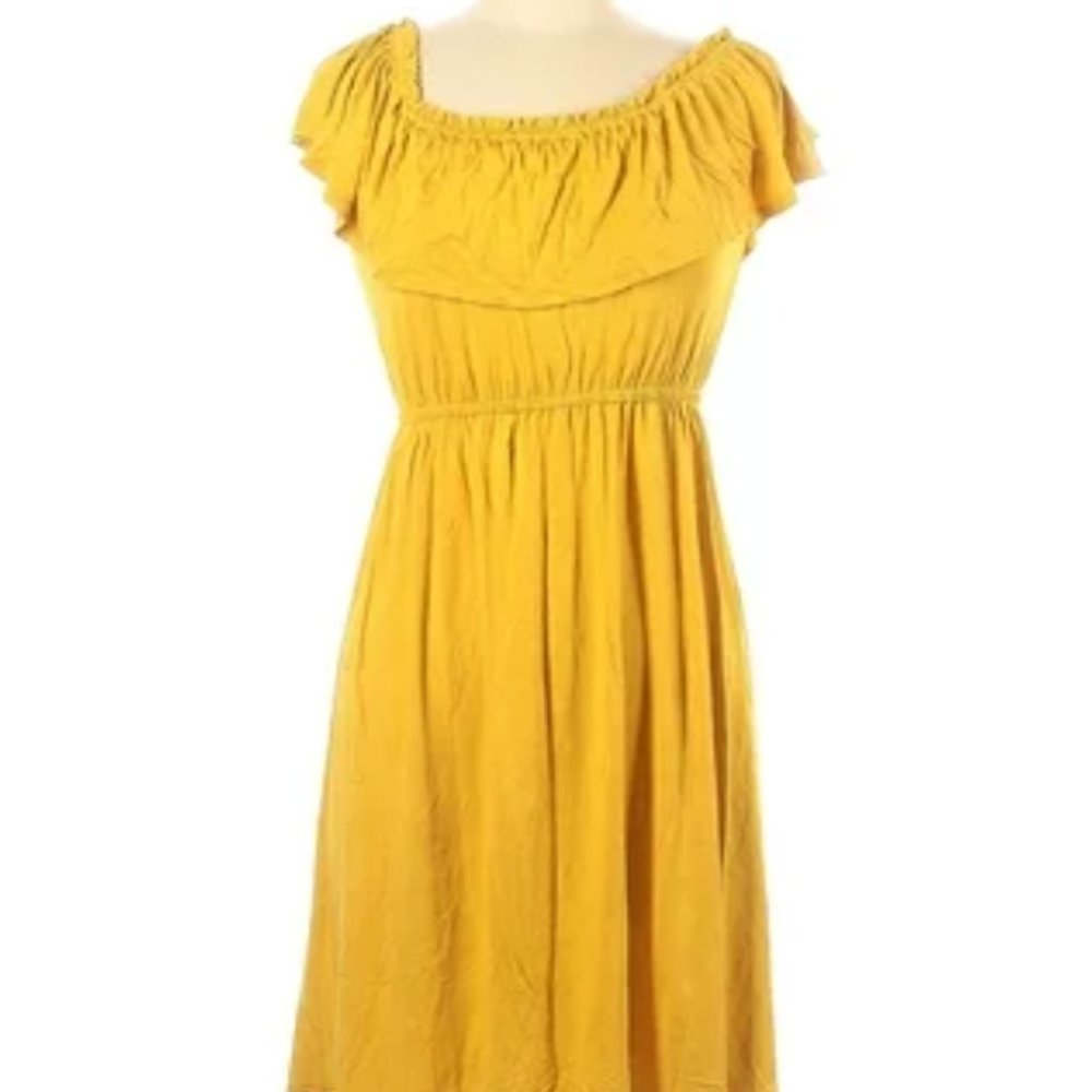 Yellow Off-the-Sleeve Fit & Flair Dress from Ella Moss (Anthrpologie)